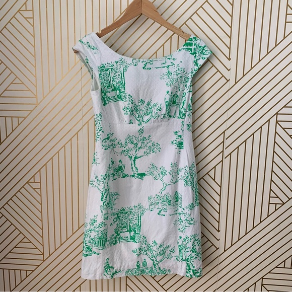 Lilly Pulitzer Allura Spring Fever Toile Dress cotton size boatneck cap sleeve 0 - Picture 3 of 12